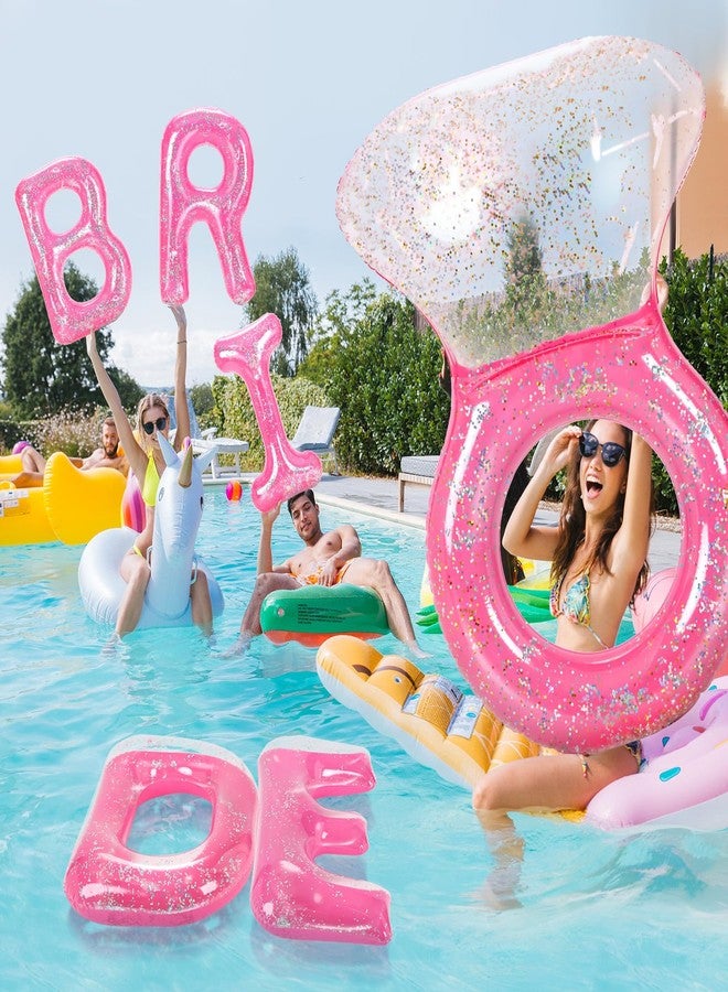 سوميند عوامات حمام سباحة لحفلة توديع العزوبية من سوميند برايد، تتضمن عوامة خاتم ألماس بطول 61 بوصة و5 عوامات قابلة للنفخ على شكل حرف "عروس" باللون الوردي، بالإضافة إلى ديكورات لحفلات توديع العزوبية على الشاطئ أو في الهواء الطلق. - Image 4